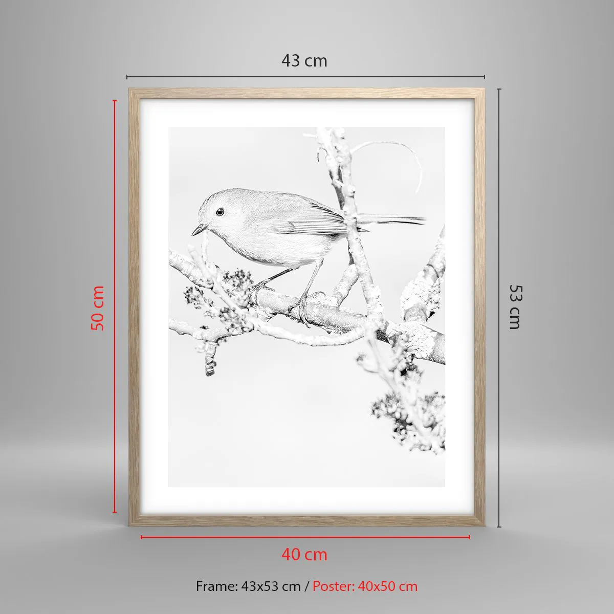 Affiche dans un chêne clair - Poster - Matin d'hiver - 40x50 cm