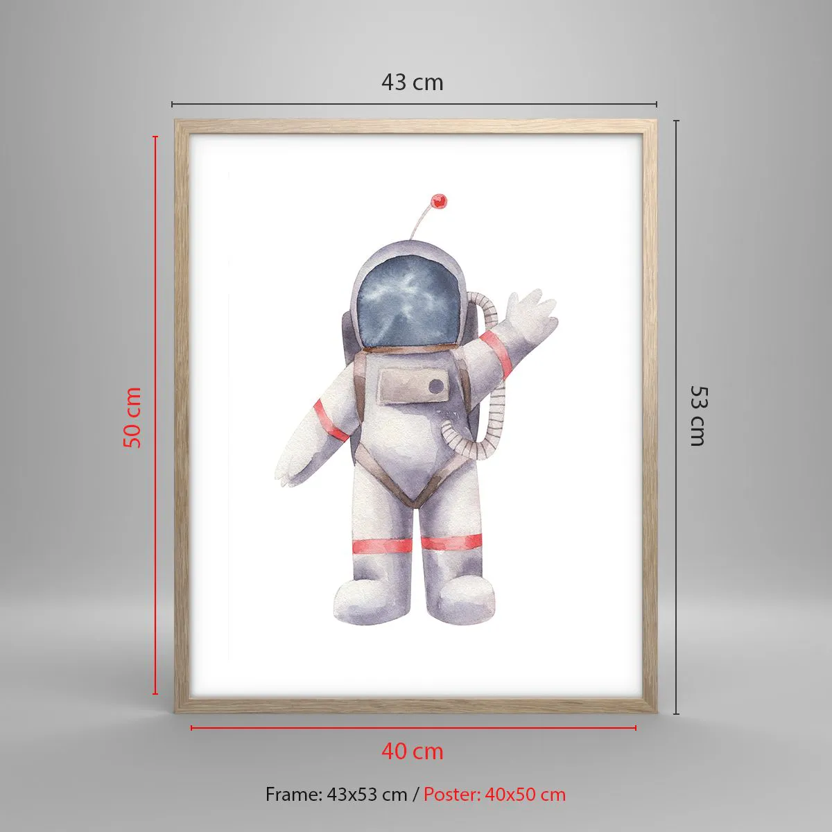 Plakat i ramme af lyst egetræ - Det er alt for nu! - 40x50 cm