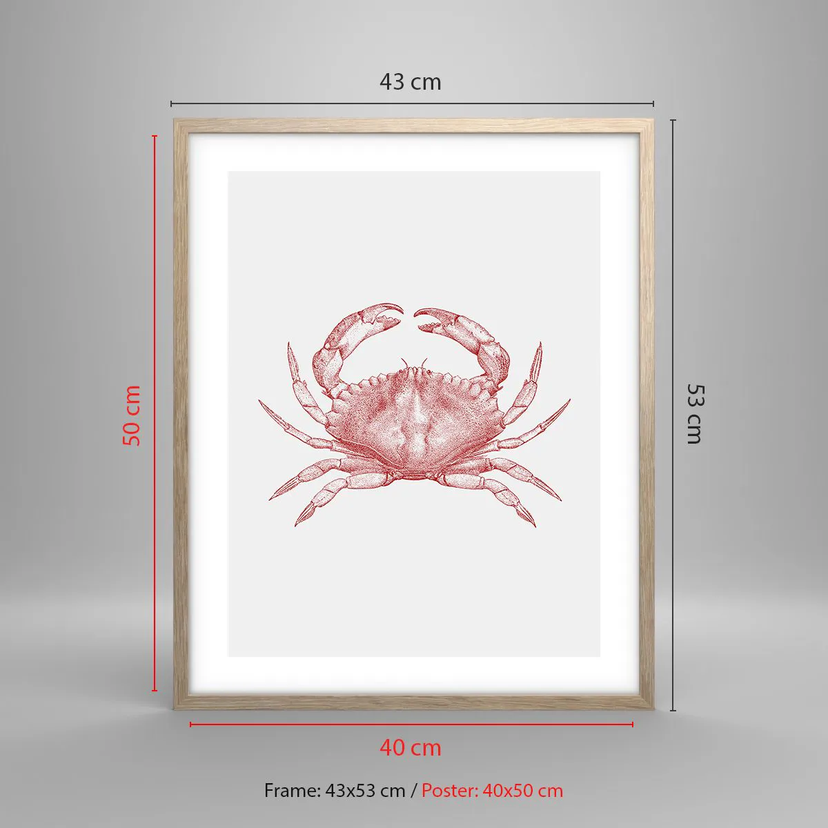 Plakát v rámu světlý dub - Krab nad kraby - 40x50 cm