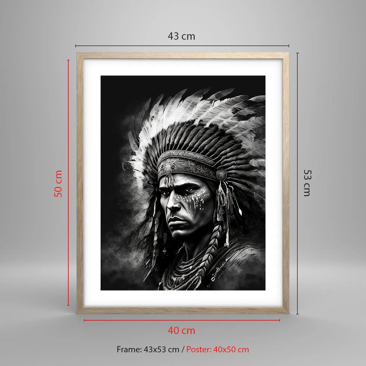 Poster in light oak frame - Chief and Warrior - 40x50 cm
