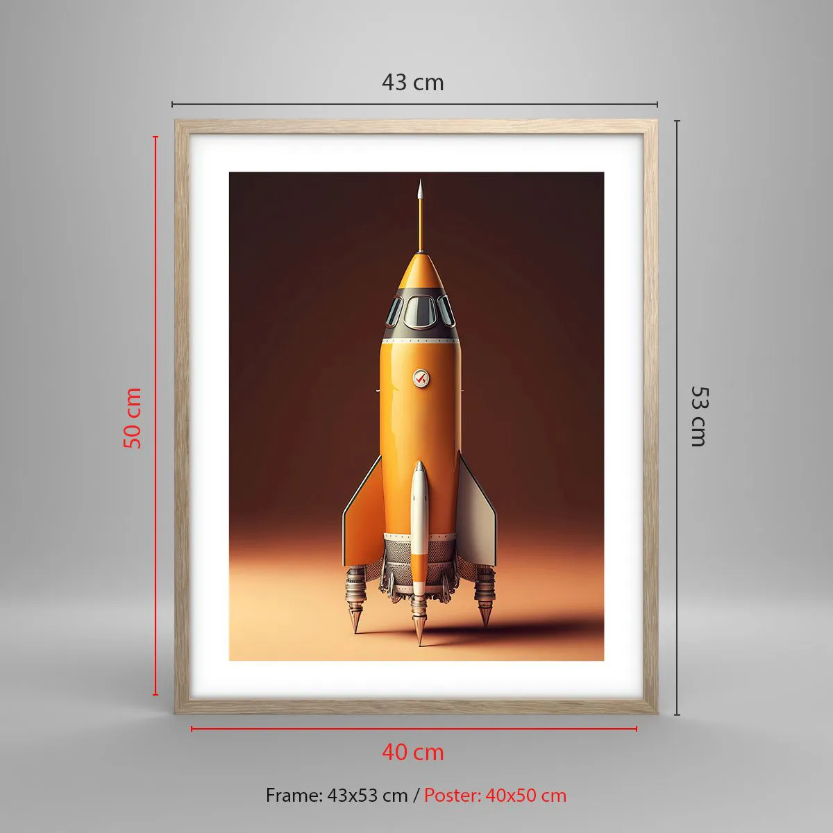 Poster în ramă de stejar deschis - Totul începe cu un vis - 40x50 cm