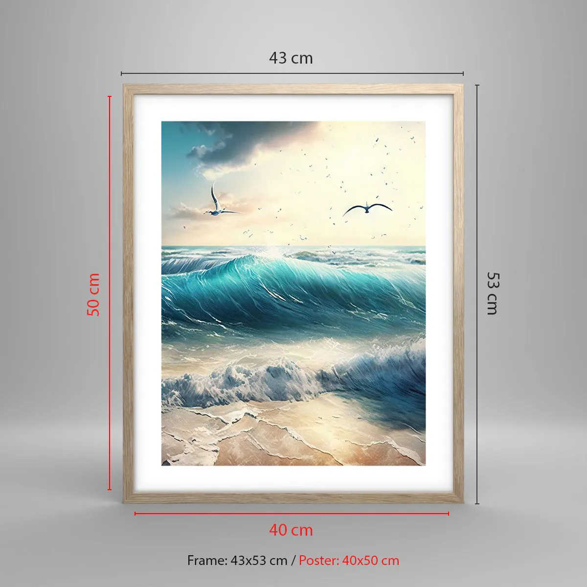 Plakat i ramme af lyst egetræ - Støj kun for dig - 40x50 cm