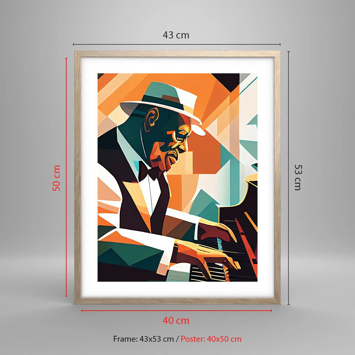 Poster în ramă de stejar deschis - Numai jazz - 40x50 cm
