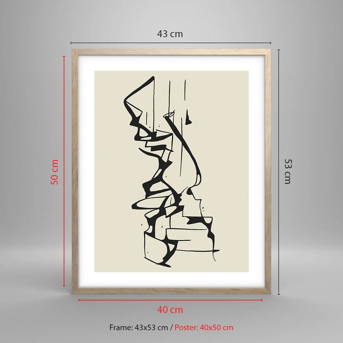 Een poster in een licht eiken lijst - Misschien een landschap - 40x50 cm