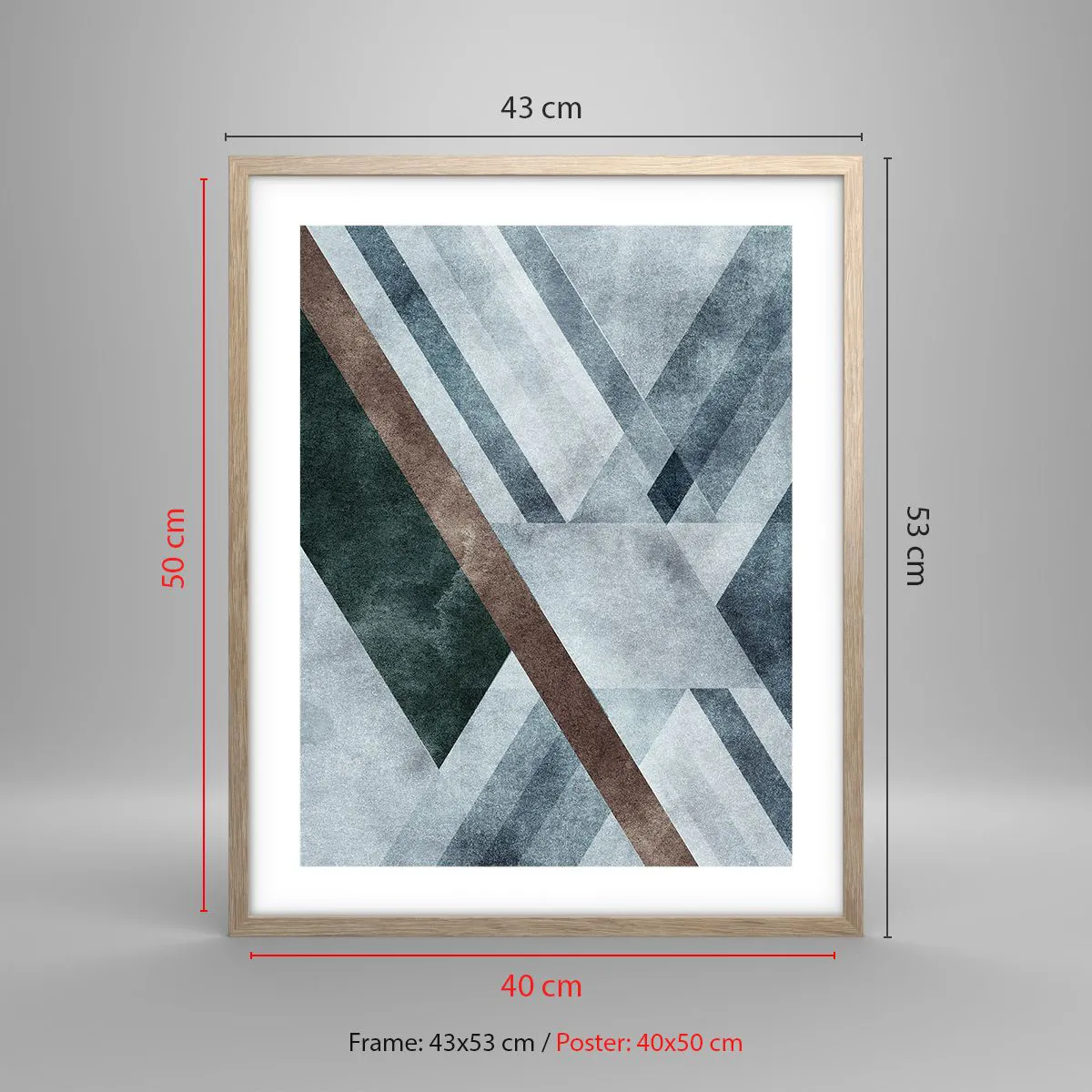 Poszter világos tölgy keretben - A geometria kifinomult eleganciája - 40x50 cm