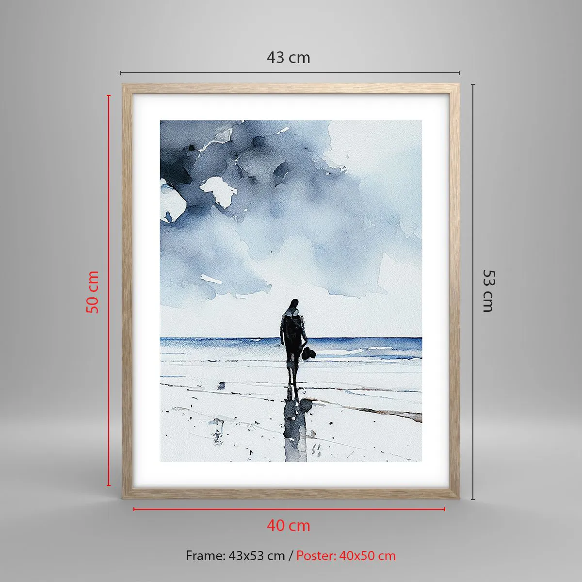 Poster in einem Rahmen aus heller Eiche - Gespräch mit dem Meer - 40x50 cm