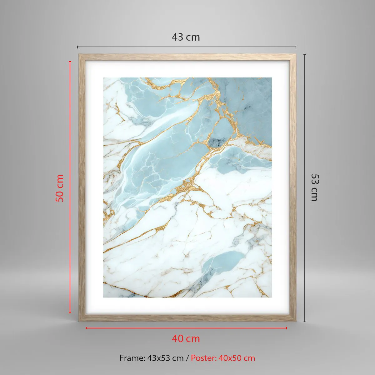 Plakat i ramme af lyst egetræ - Rigdom af sten - 40x50 cm