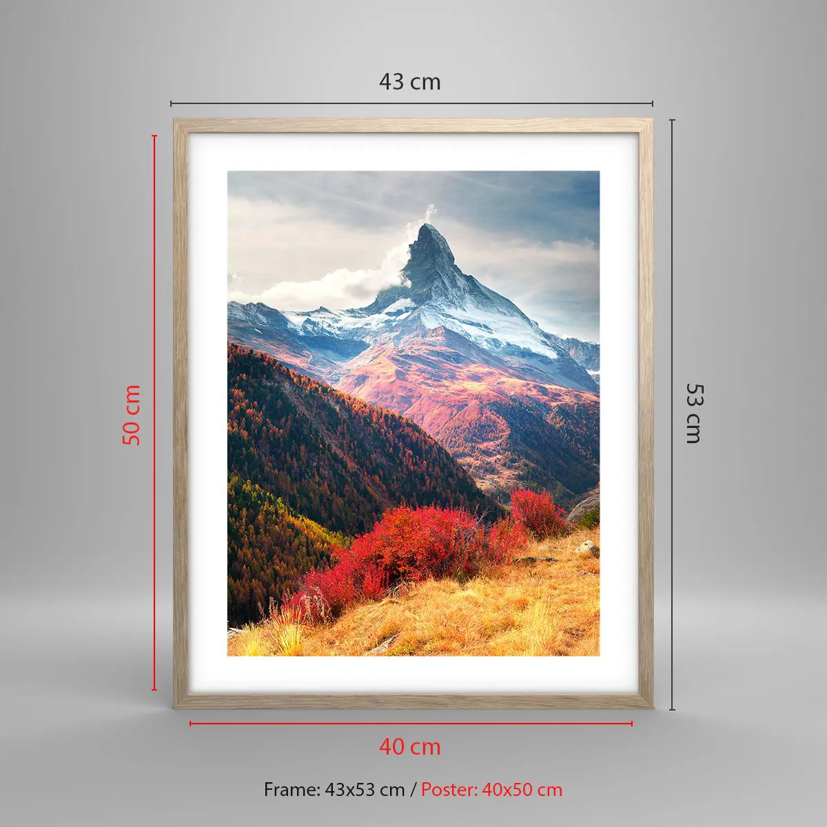 Affisch i ram av ljusek - Alpin höst - 40x50 cm