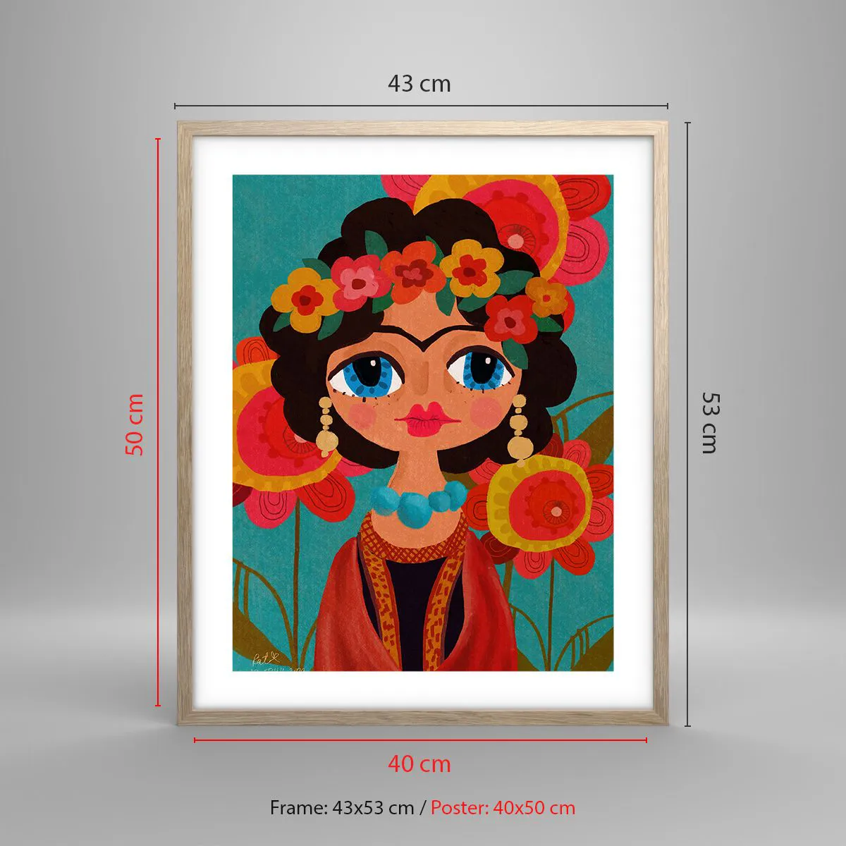 Affisch i ram av ljusek - Vallmojungfru - 40x50 cm