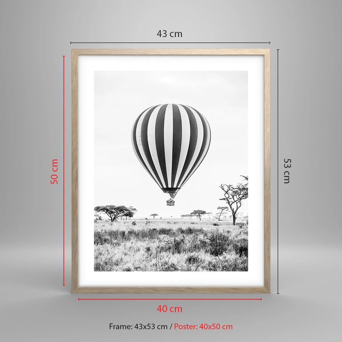 Poster în ramă de stejar deschis - Peste savană - 40x50 cm