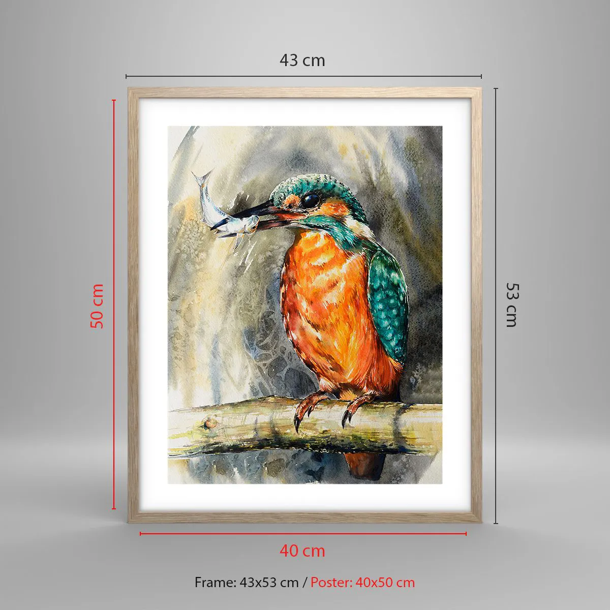 Plakat i ramme af lyst egetræ - Naturens lov - 40x50 cm