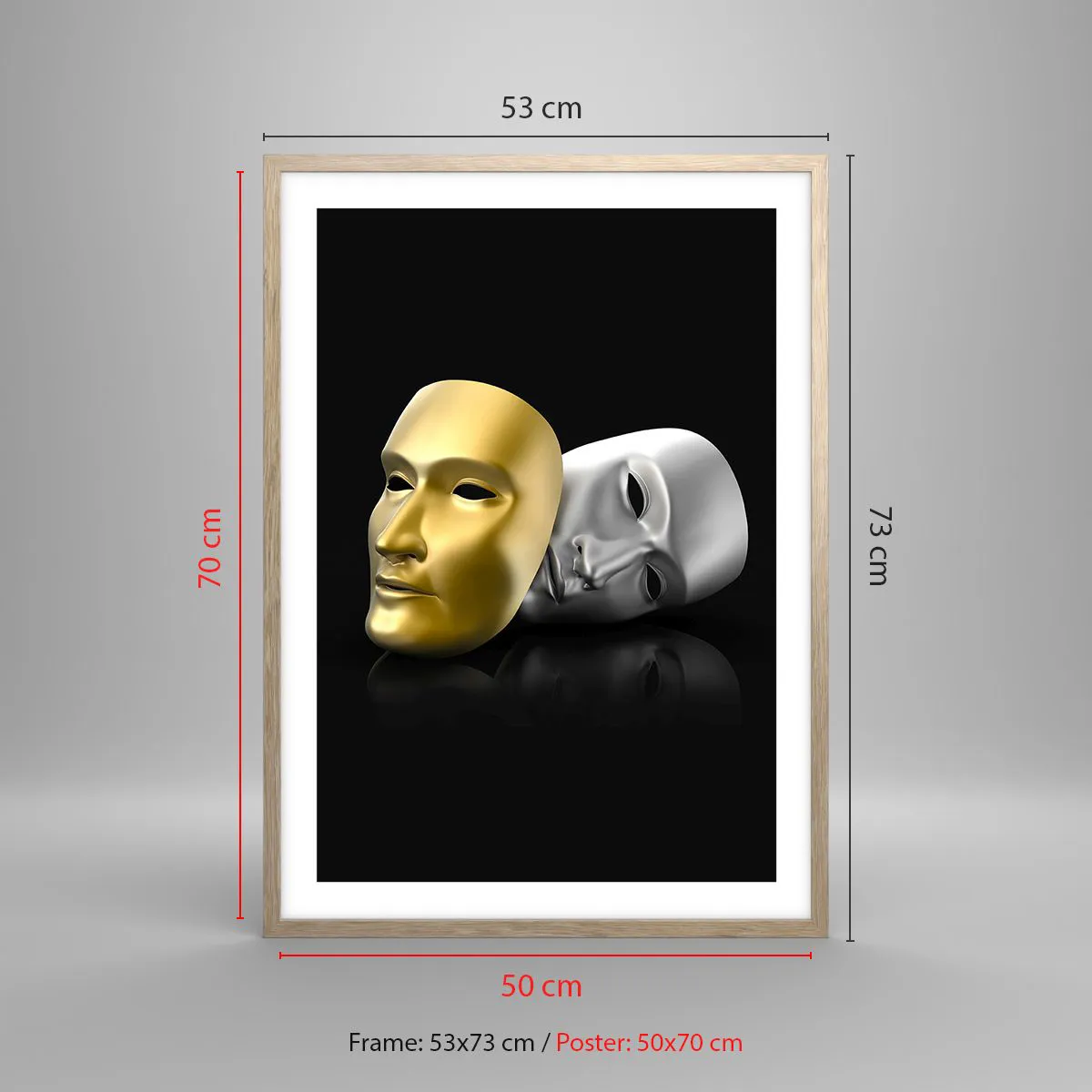 Poster in light oak frame - Life Is a Theatre - 50x70 cm