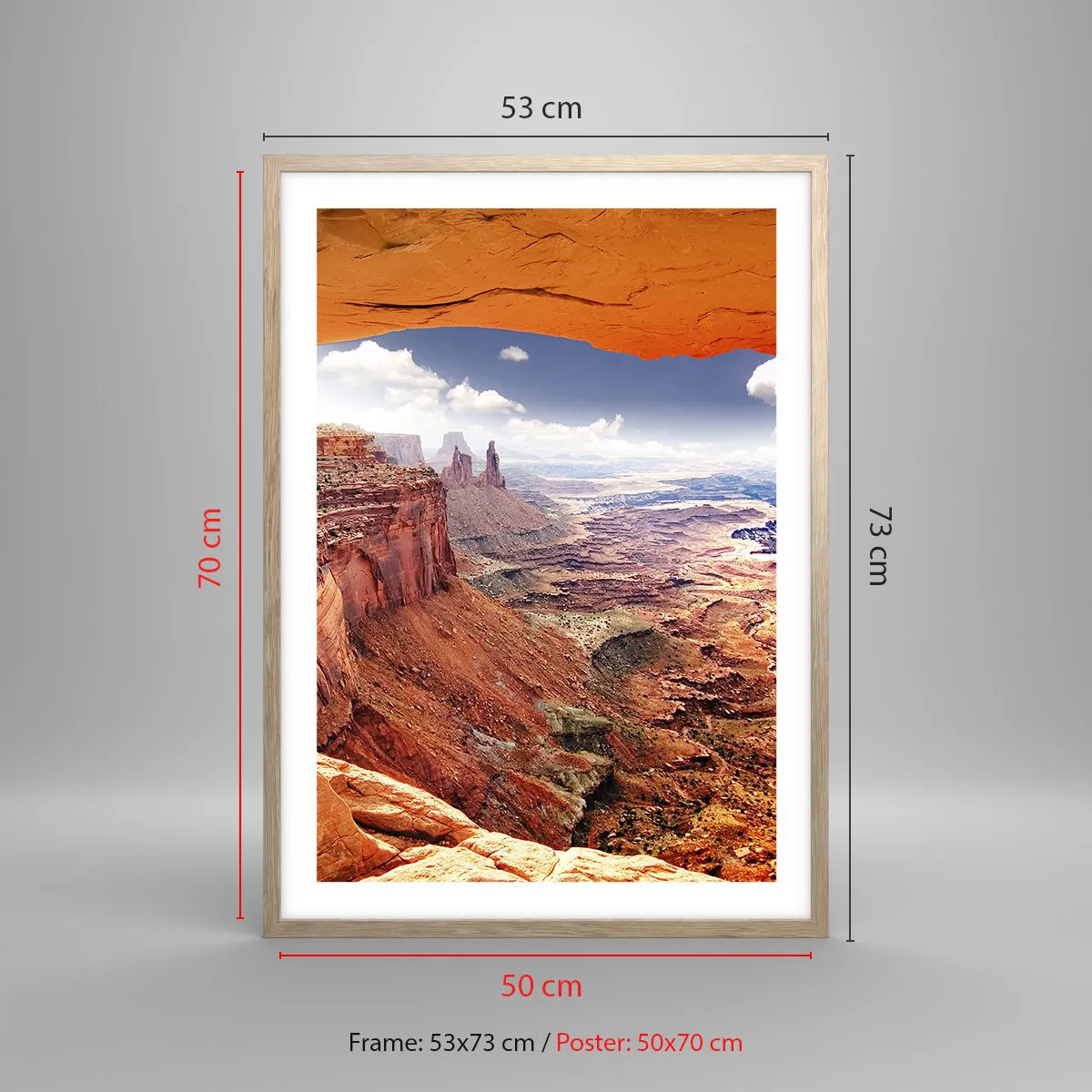 Poster in einem Rahmen aus heller Eiche - Von der Natur selbst geschnitzt - 50x70 cm