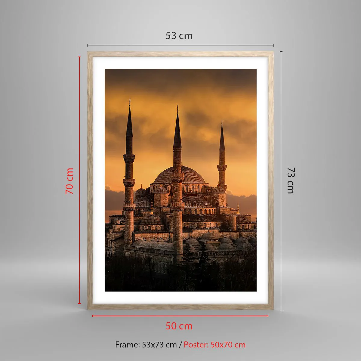 Poszter világos tölgy keretben - Isten hatalmas - 50x70 cm