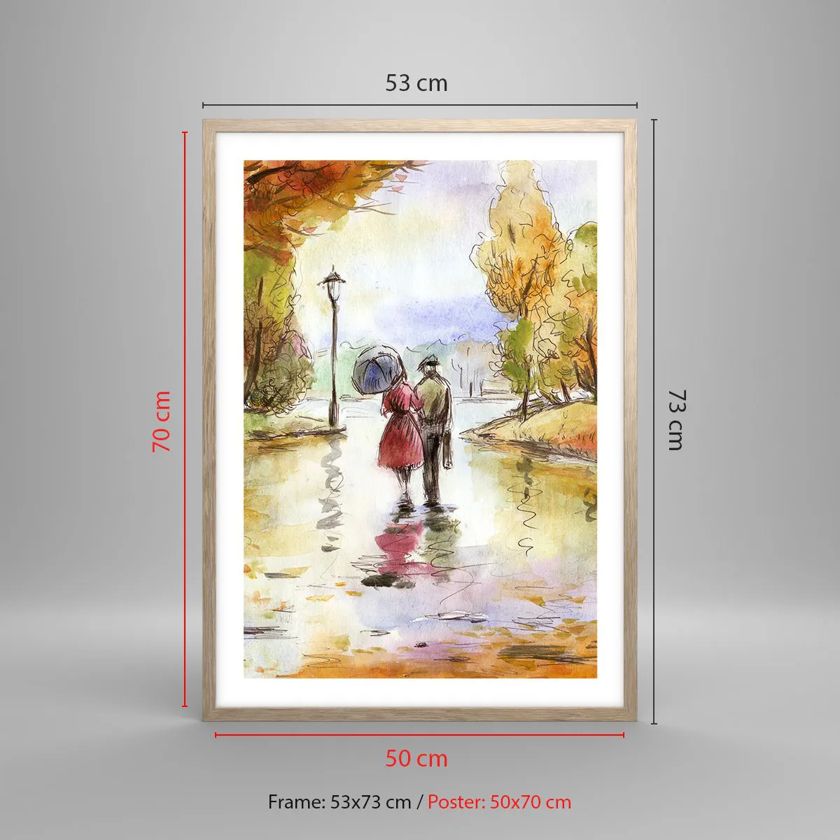 Affisch i ram av ljusek - Romantisk höst i parken - 50x70 cm