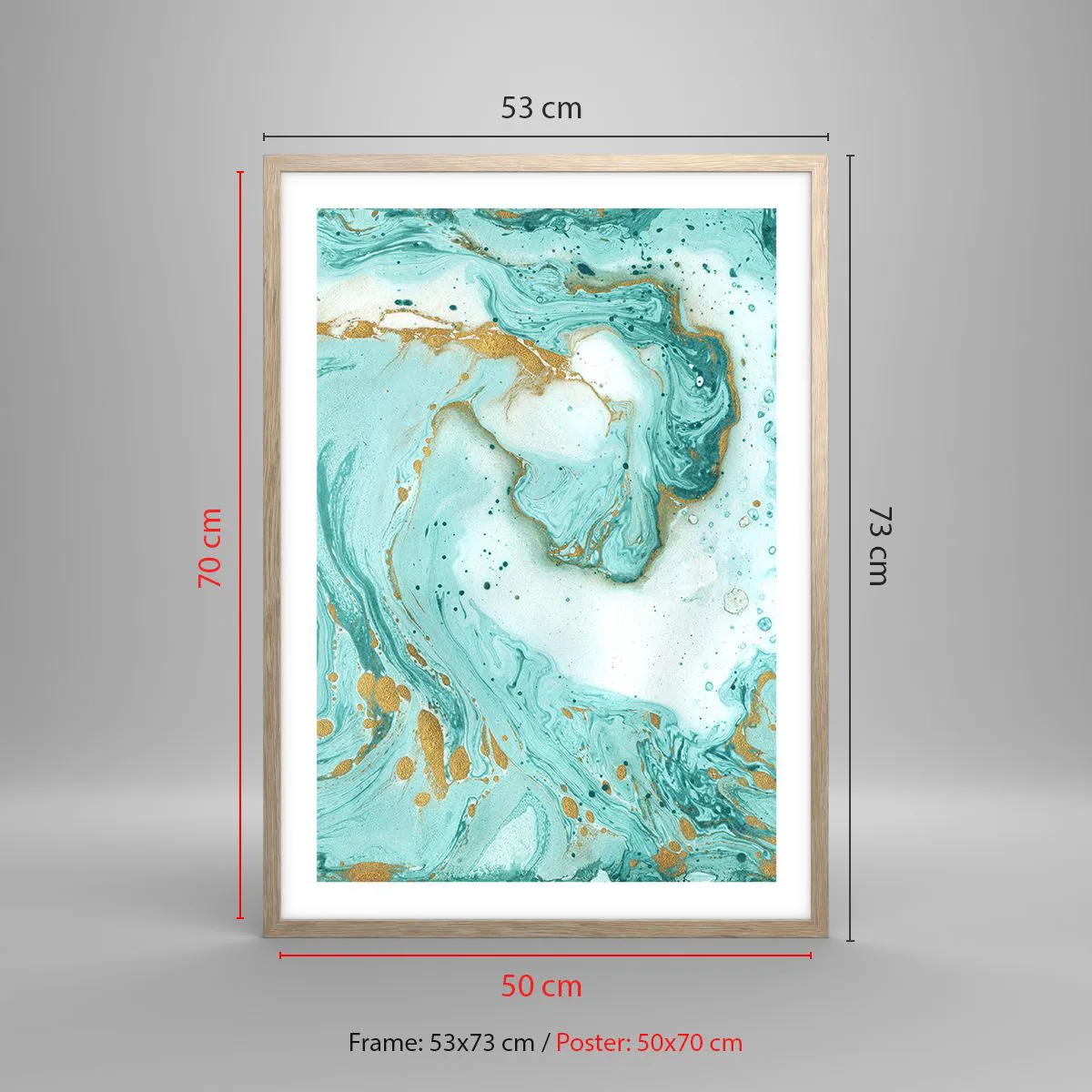 Poszter világos tölgy keretben - Az Edo-korszak nagy hulláma alatt - 50x70 cm