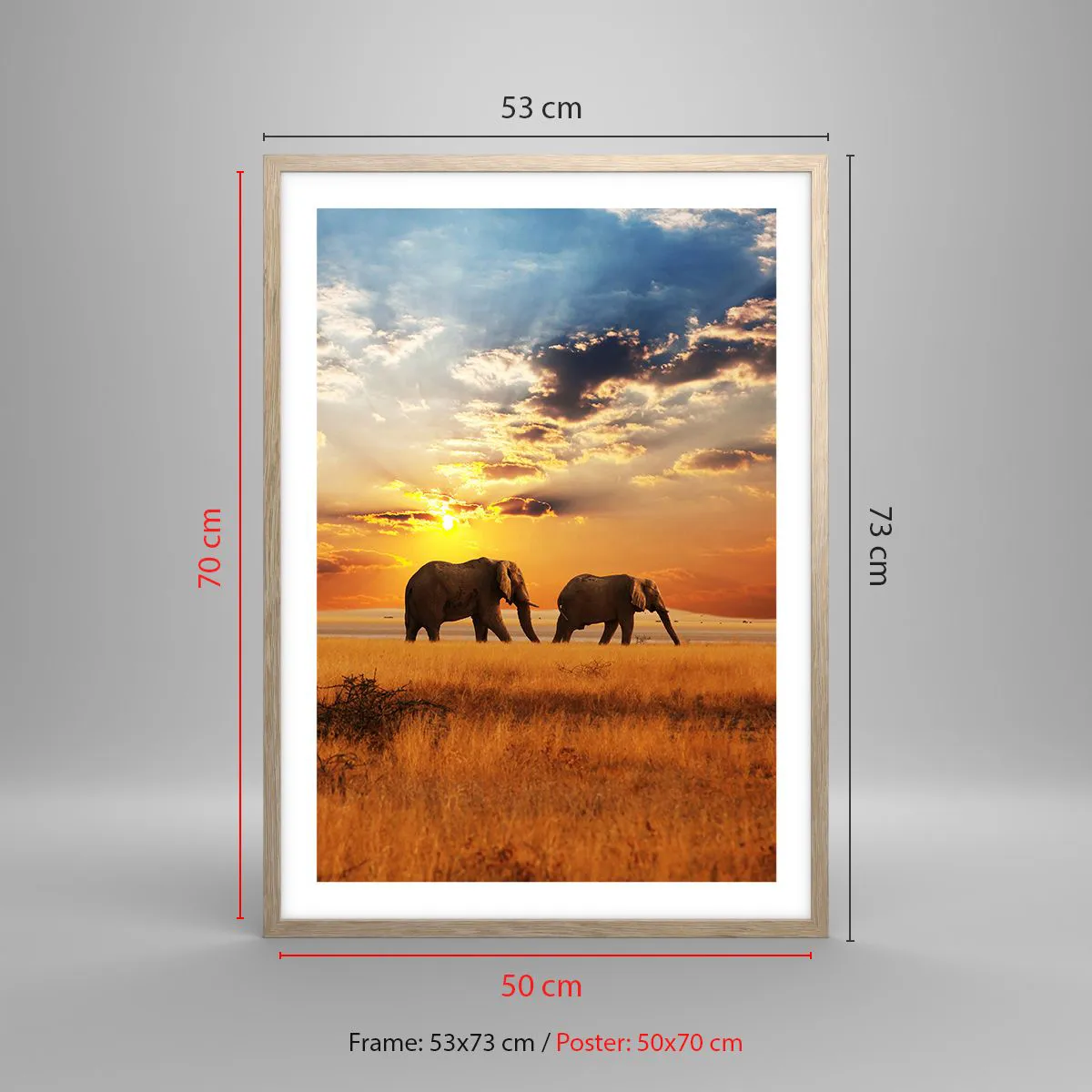 Poster in light oak frame - Family Walk - 50x70 cm