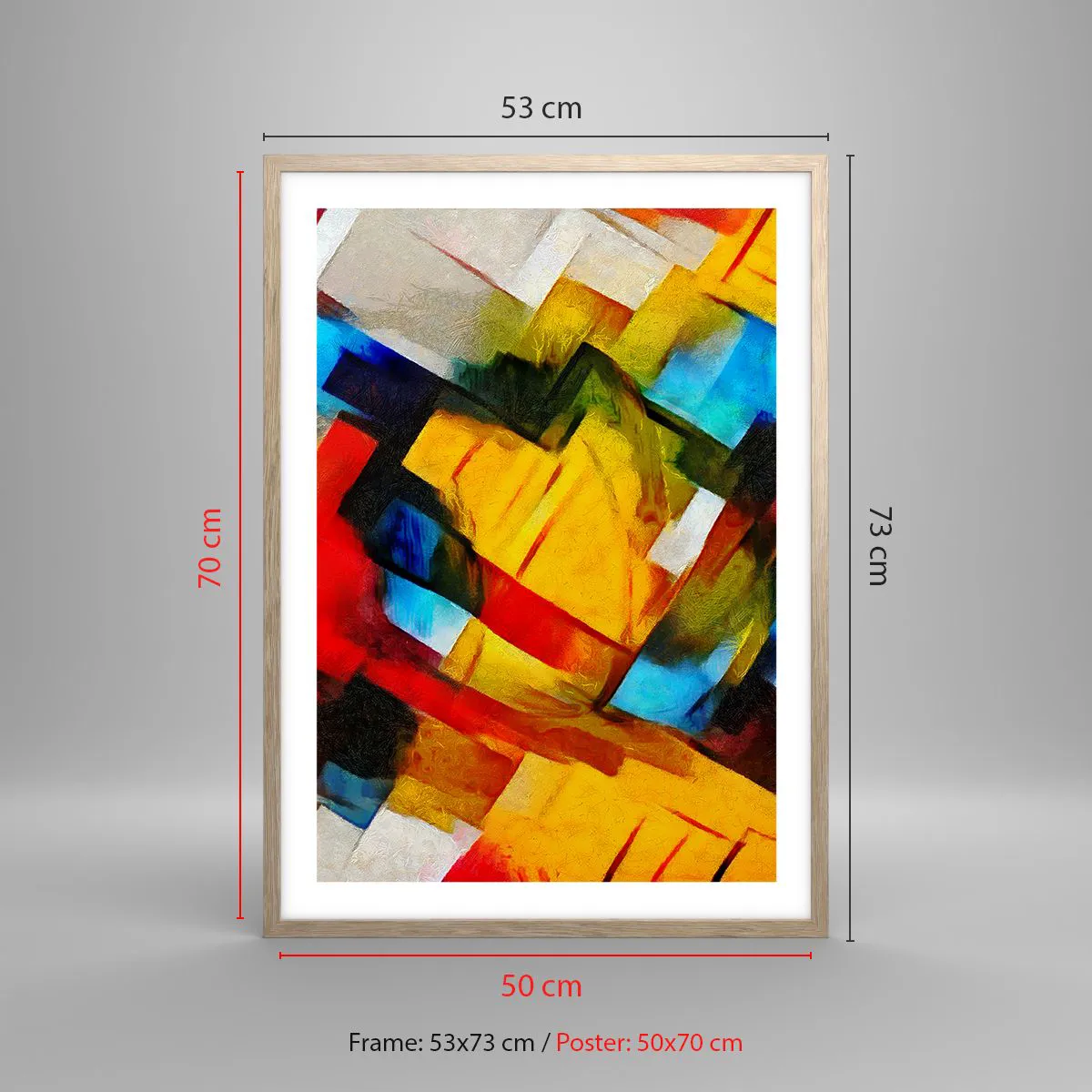 Affiche dans un chêne clair - Poster - Une superposition multicolore - 50x70 cm