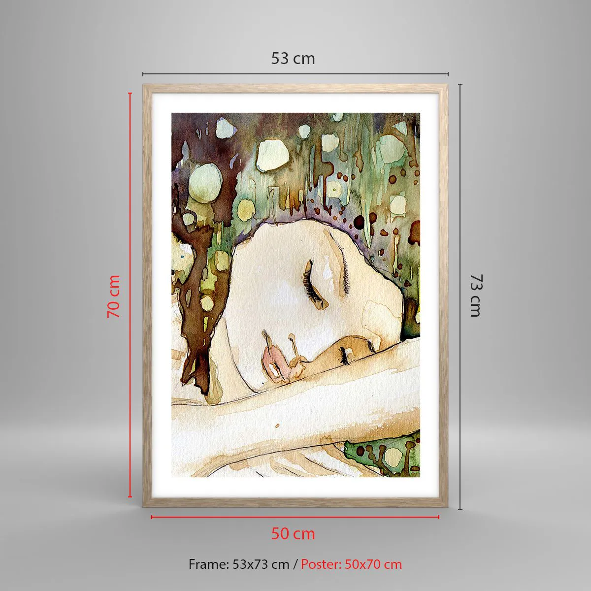 Pôster com moldura de carvalho claro - Um sonho Violeta Esmeralda - 50x70 cm