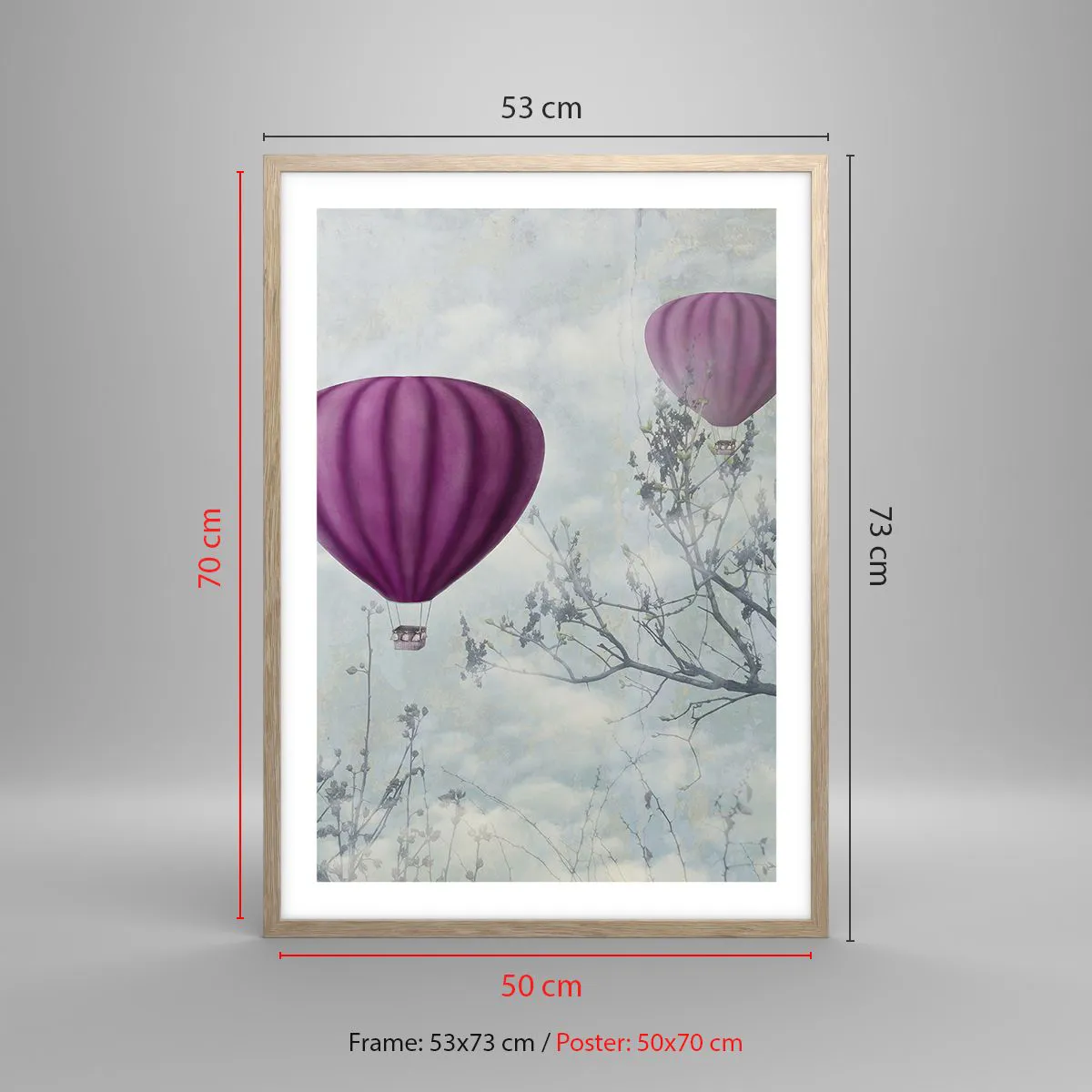 Pôster com moldura de carvalho claro - Como navios no céu - 50x70 cm