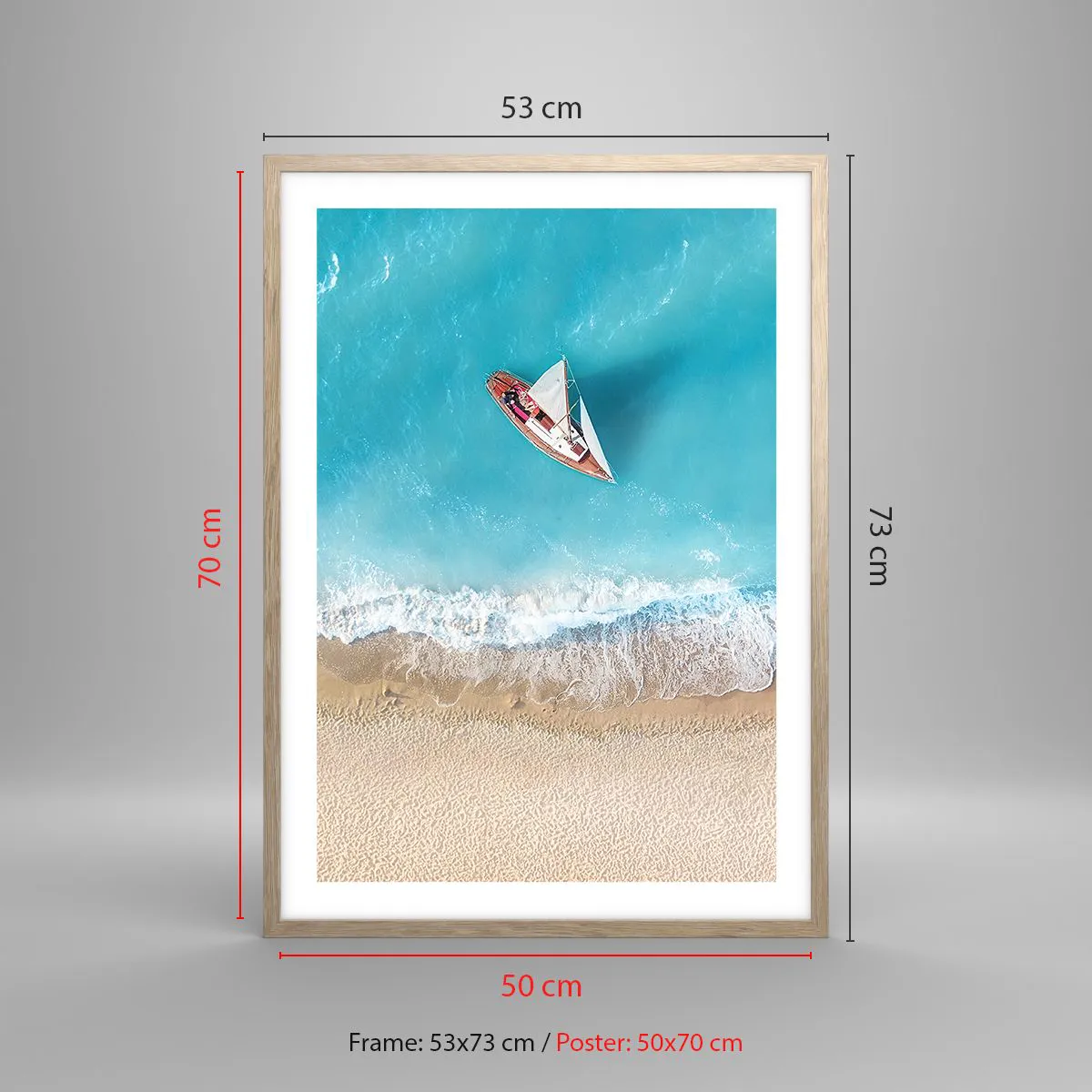 Poster în ramă de stejar deschis - La frontieră dintre albastru și auriu - 50x70 cm