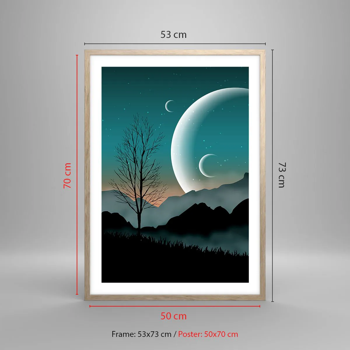 Pôster com moldura de carvalho claro - Carnaval de uma noite estrelada - 50x70 cm