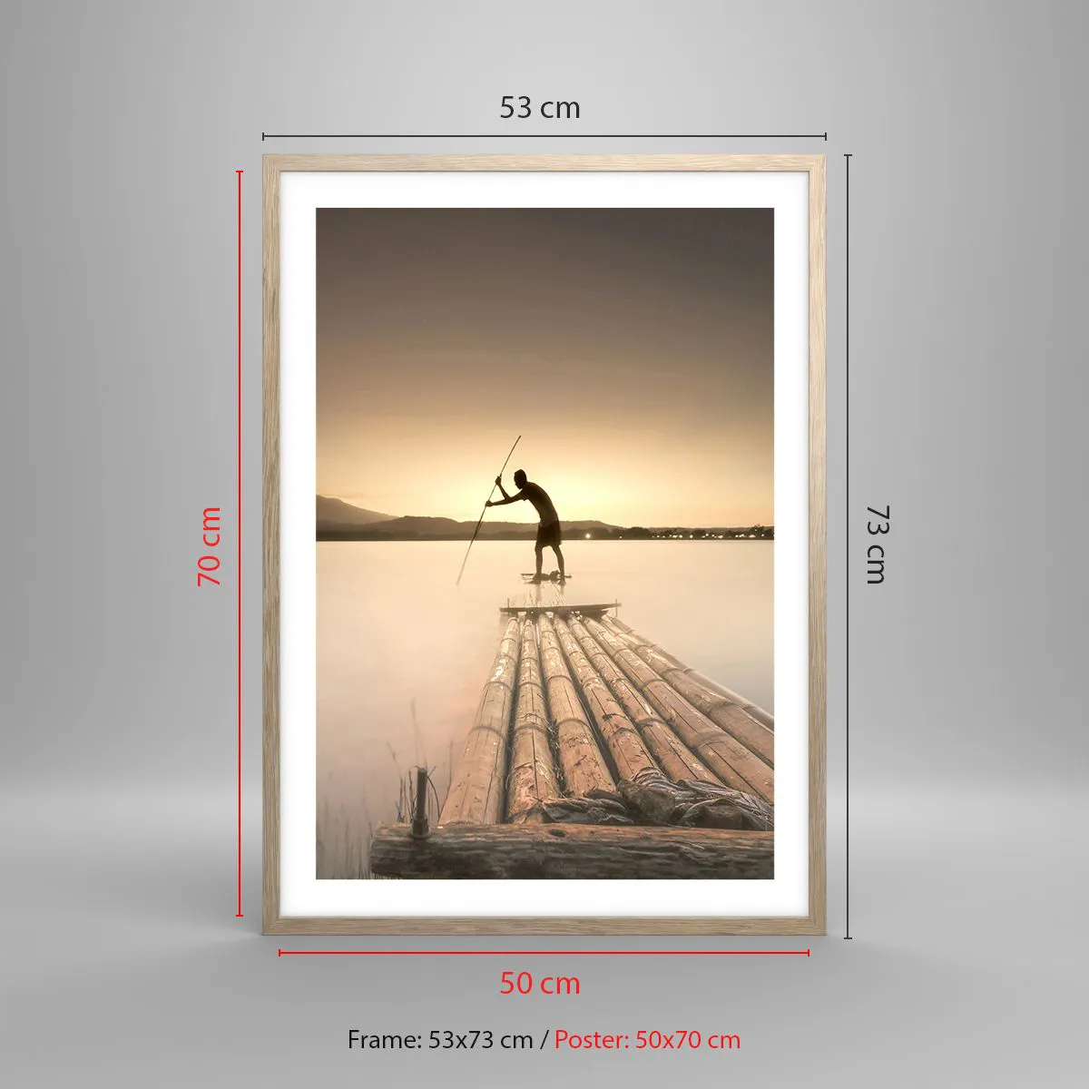 Plakat i ramme af lyst egetræ - Før du hviler - 50x70 cm