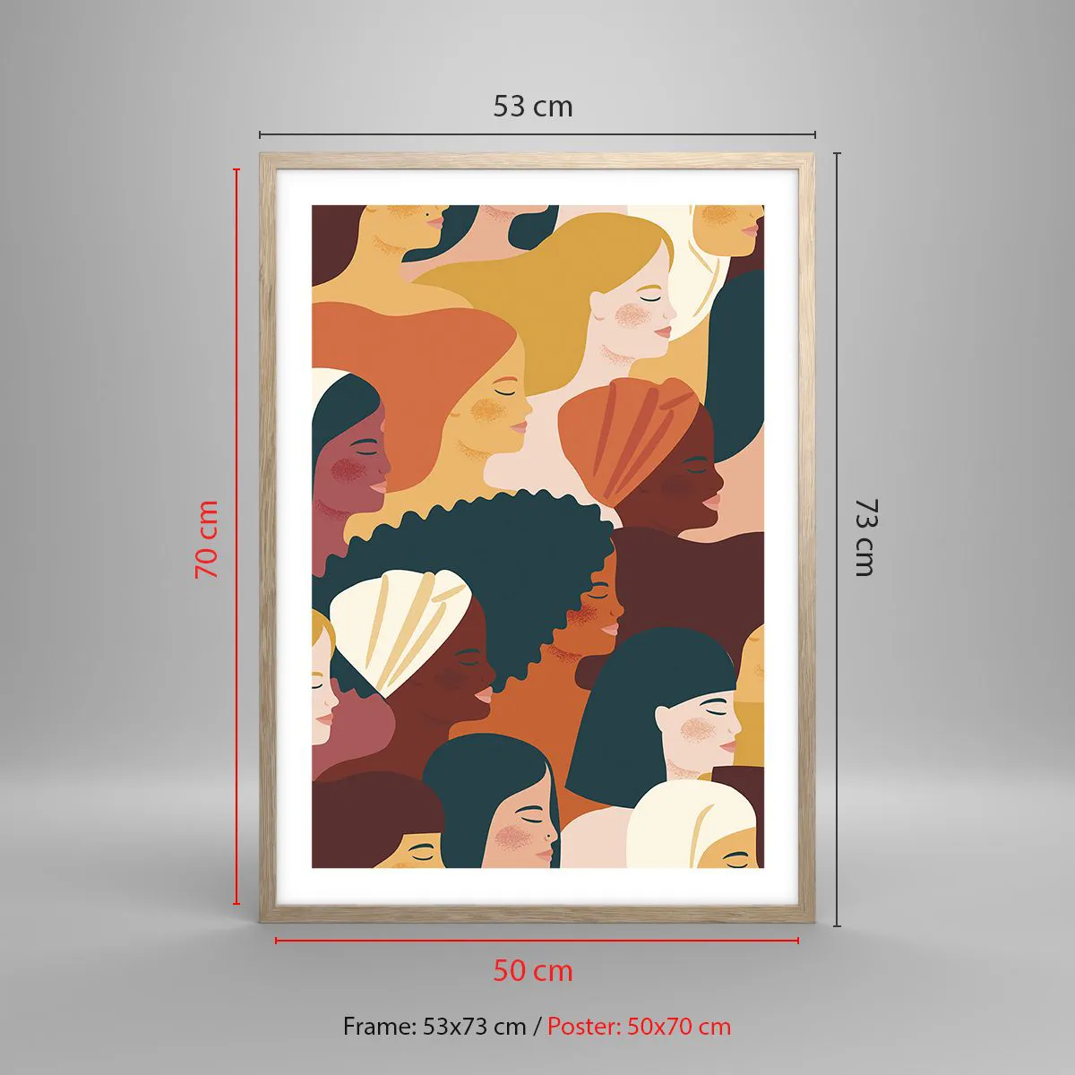 Plagát v ráme zo svetlého duba - Iba ženskosť - 50x70 cm