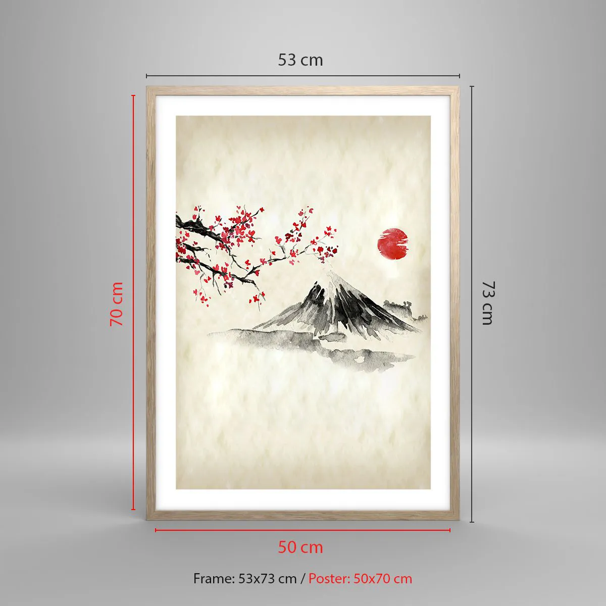 Pôster com moldura de carvalho claro - Ame o Japão - 50x70 cm