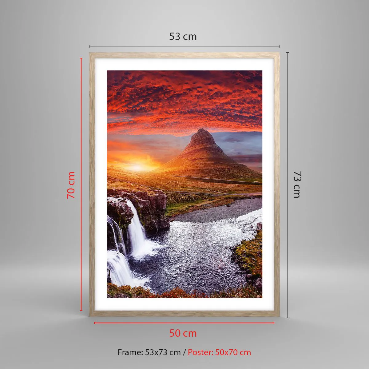 Affiche dans un chêne clair - Poster - Vue de la terre du milieu - 50x70 cm