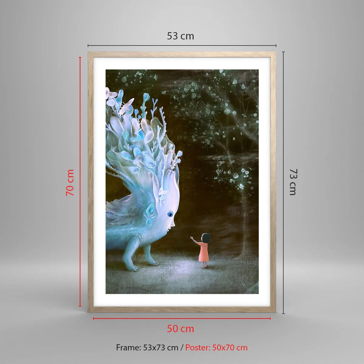 Pôster com moldura de carvalho claro - Encontro fantástico - 50x70 cm