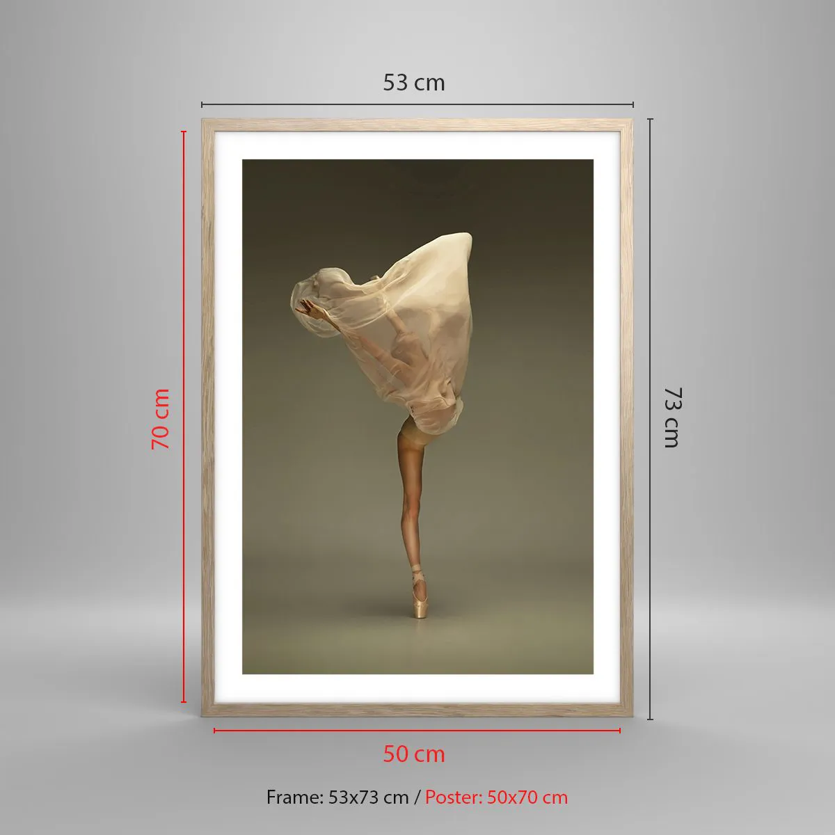 Plakat i ramme af lyst egetræ - Den er ved at flyve - 50x70 cm