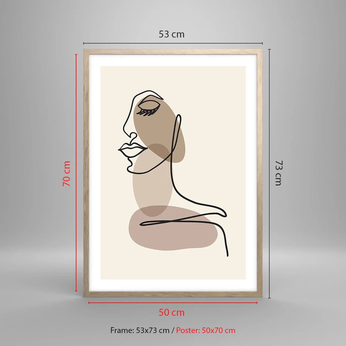 Poster in light oak frame - Certain Line of Beauty - 50x70 cm