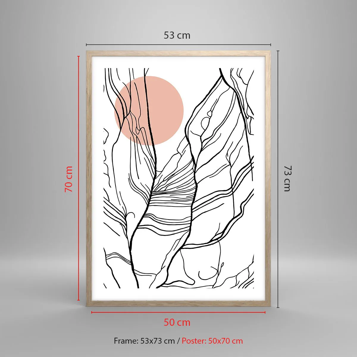 Een poster in een licht eiken lijst - In een web van twijgen - 50x70 cm