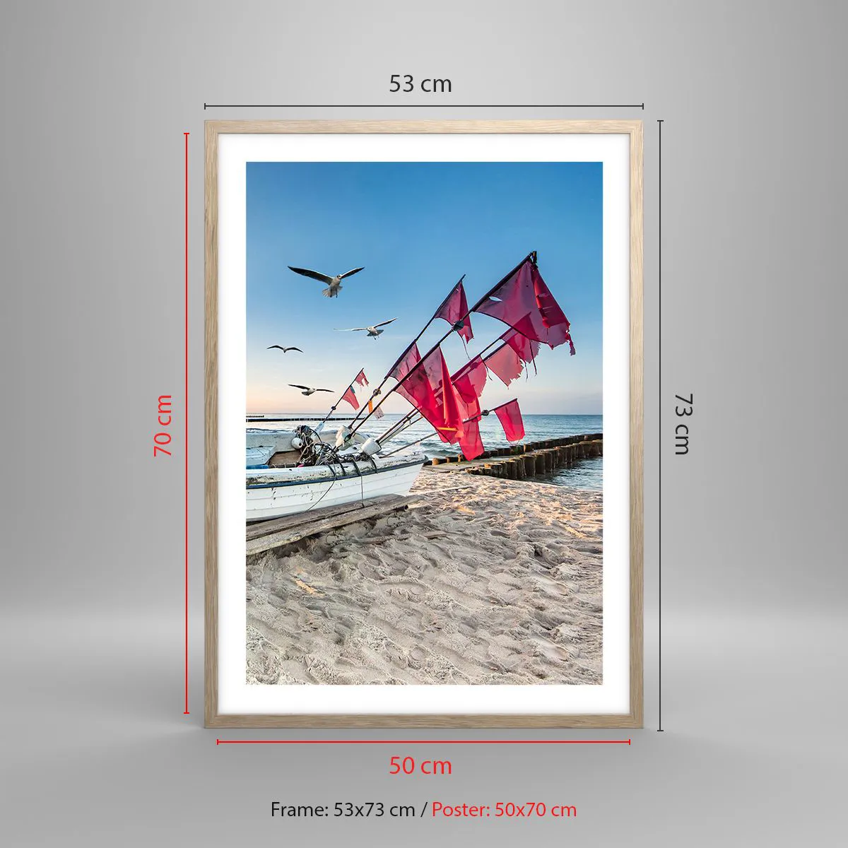 Poster in einem Rahmen aus heller Eiche - Wohlverdiente Ruhe - 50x70 cm