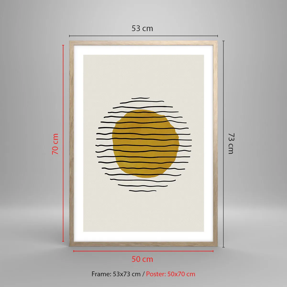 Pôster com moldura de carvalho claro - Abstração a tremer com o calor - 50x70 cm