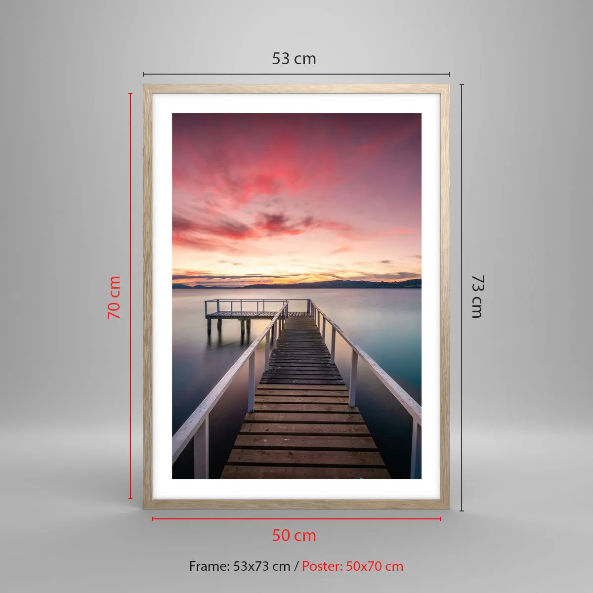 Poster in einem Rahmen aus heller Eiche - Die sanfte Flamme des Abends - 50x70 cm