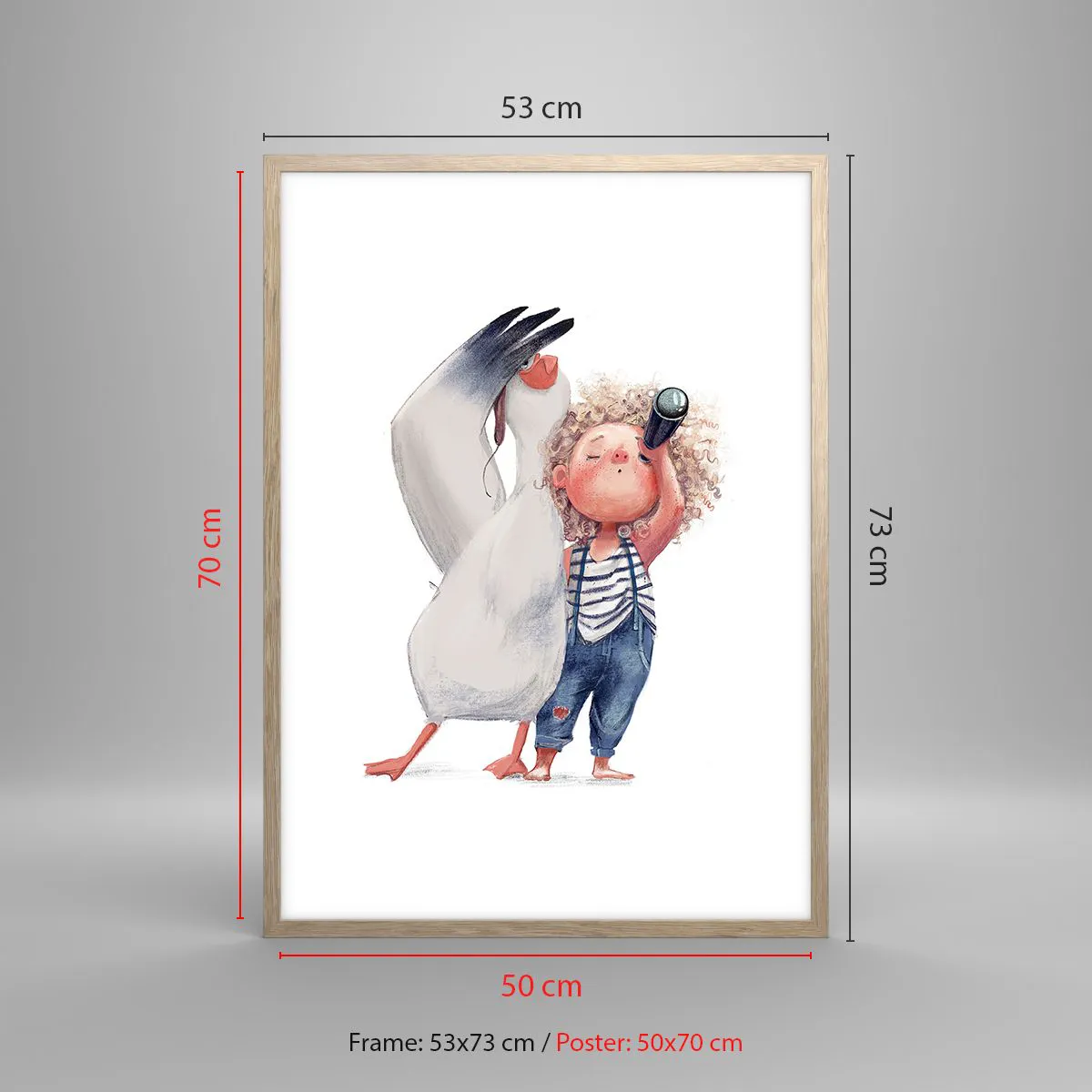 Plakat i ramme af lyst egetræ - En plan for en fantastisk rejse - 50x70 cm