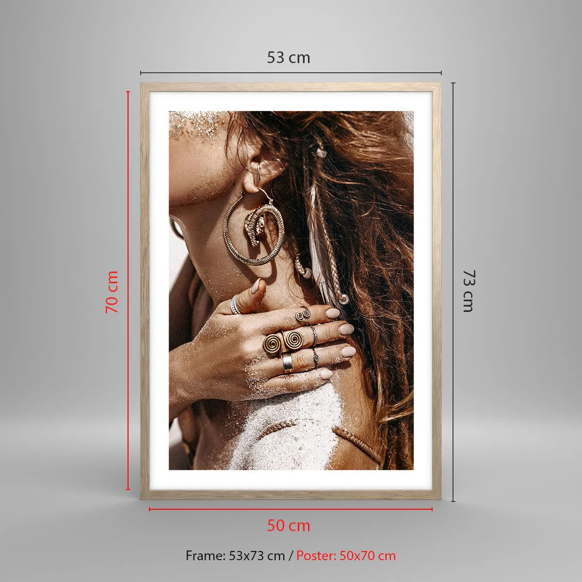 Affisch i ram av ljusek - Vilda strandens drottning - 50x70 cm