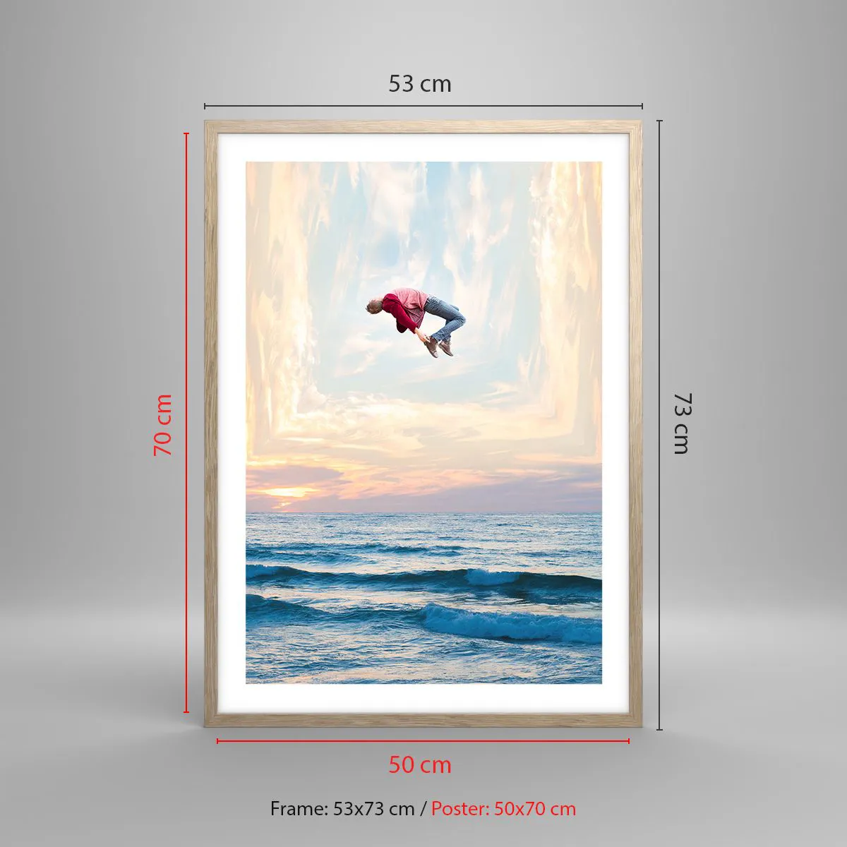 Plakat i ramme af lyst egetræ - Til en anden dimension - 50x70 cm