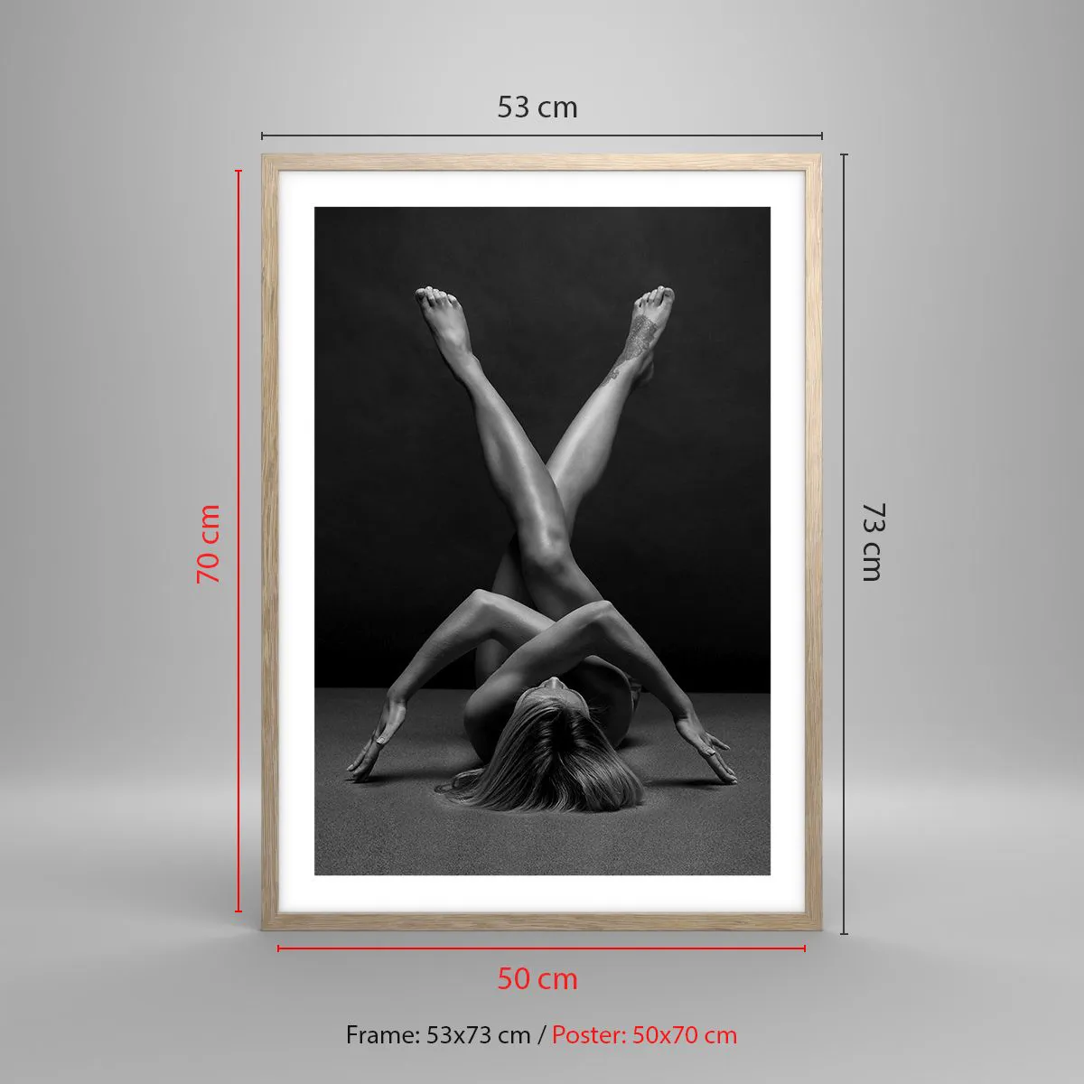 Affiche dans un chêne clair - Poster - Géométrie de la nudité - 50x70 cm