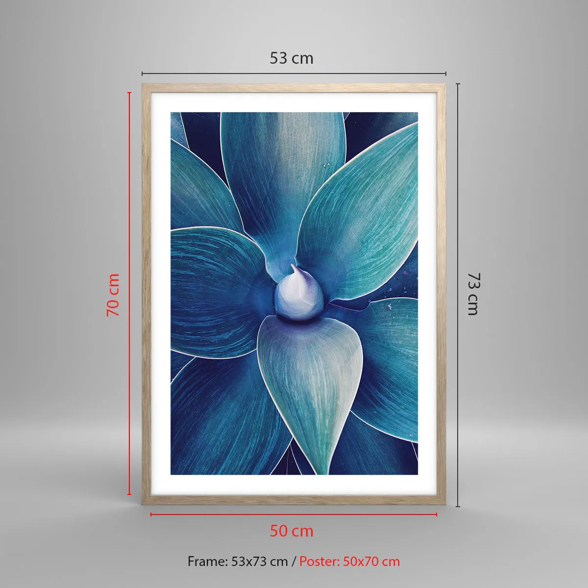 Poszter világos tölgy keretben - Kékezve az égből - 50x70 cm