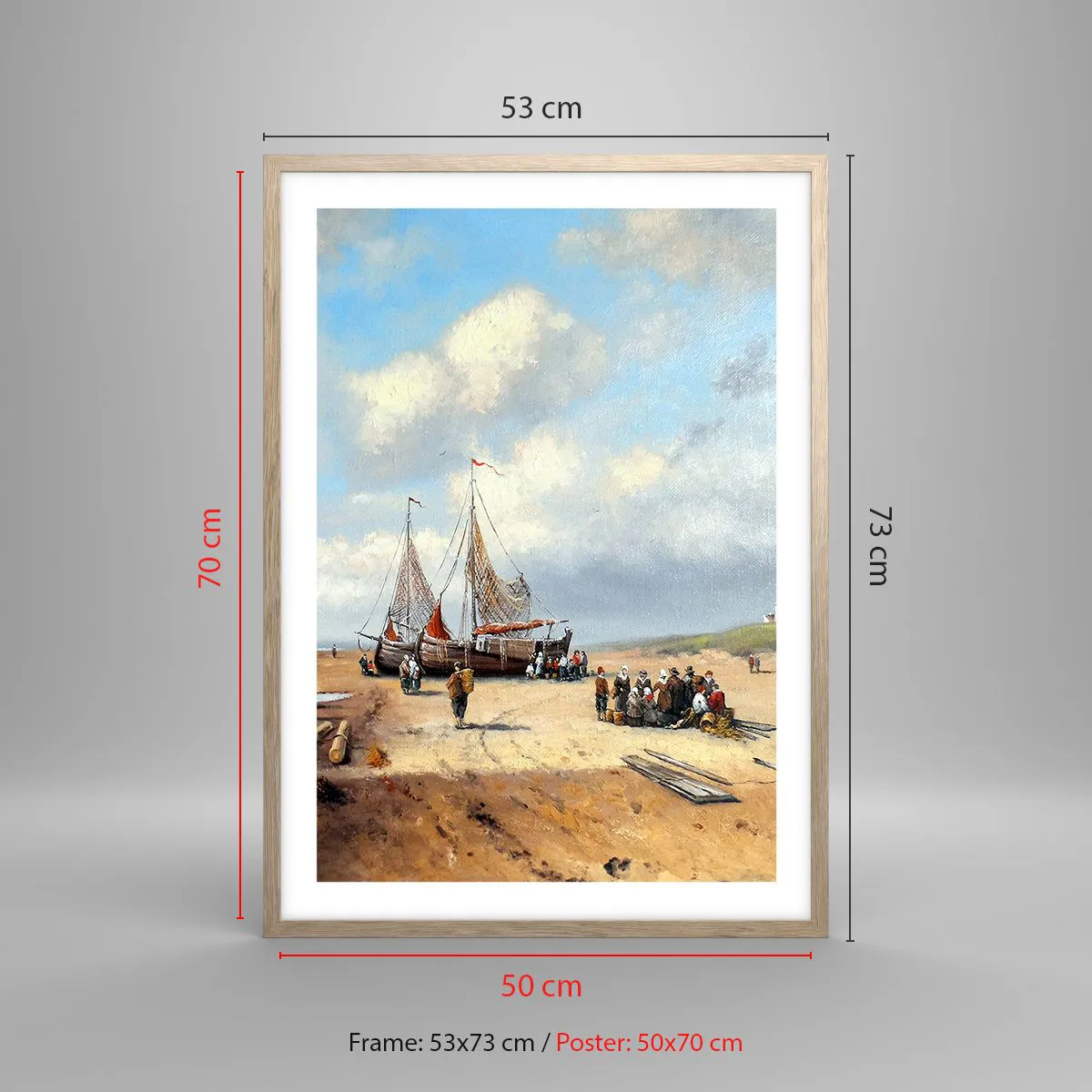 Plakat w ramie jasny dąb - Po udanym połowie - 50x70 cm