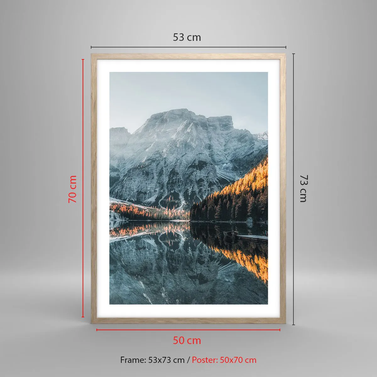 Affiche dans un chêne clair - Poster - Reflet de paysage - 50x70 cm