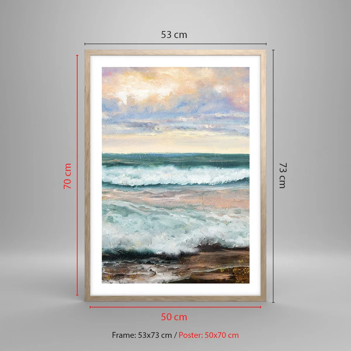 Poster in einem Rahmen aus heller Eiche - Hier werden Sie Ihre Seele baumeln lassen - 50x70 cm