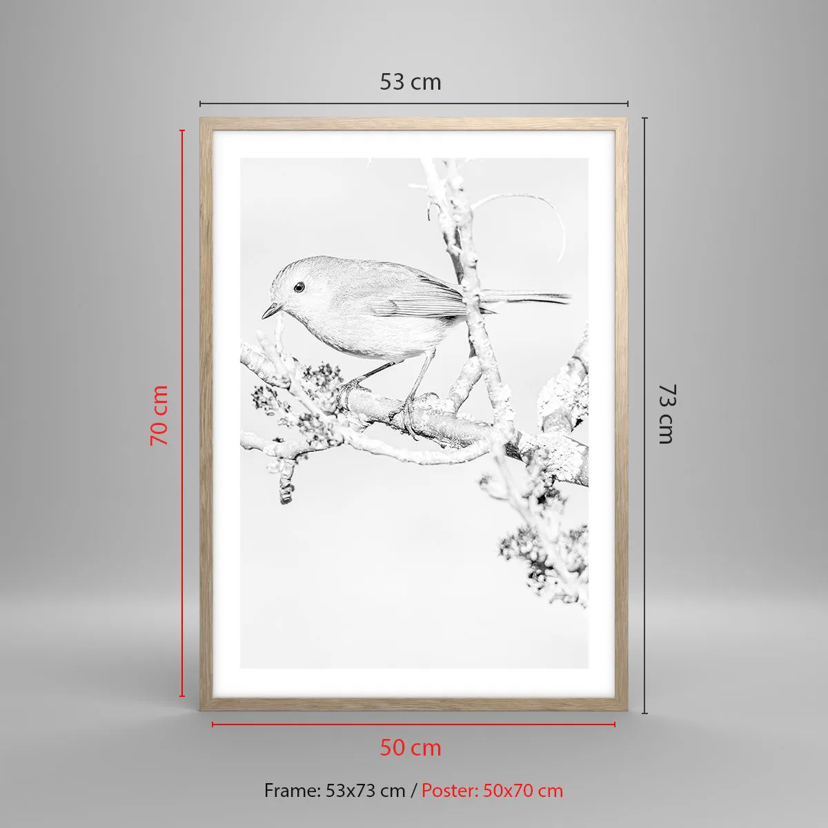 Plakat i ramme af lyst egetræ - Vintermorgen - 50x70 cm