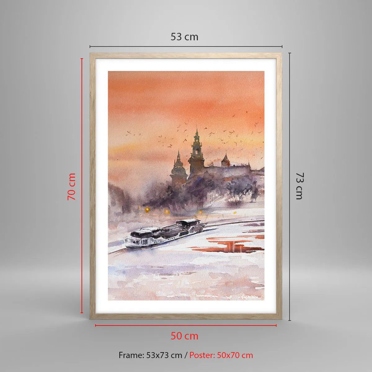 Poszter világos tölgy keretben - Királyi naplemente - 50x70 cm