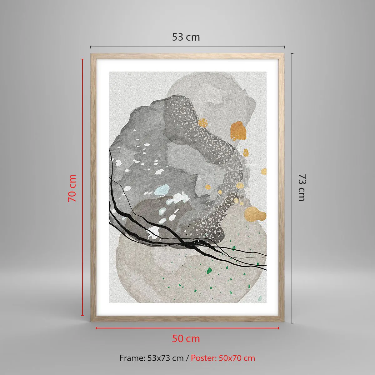 Een poster in een licht eiken lijst - Organische compositie - 50x70 cm