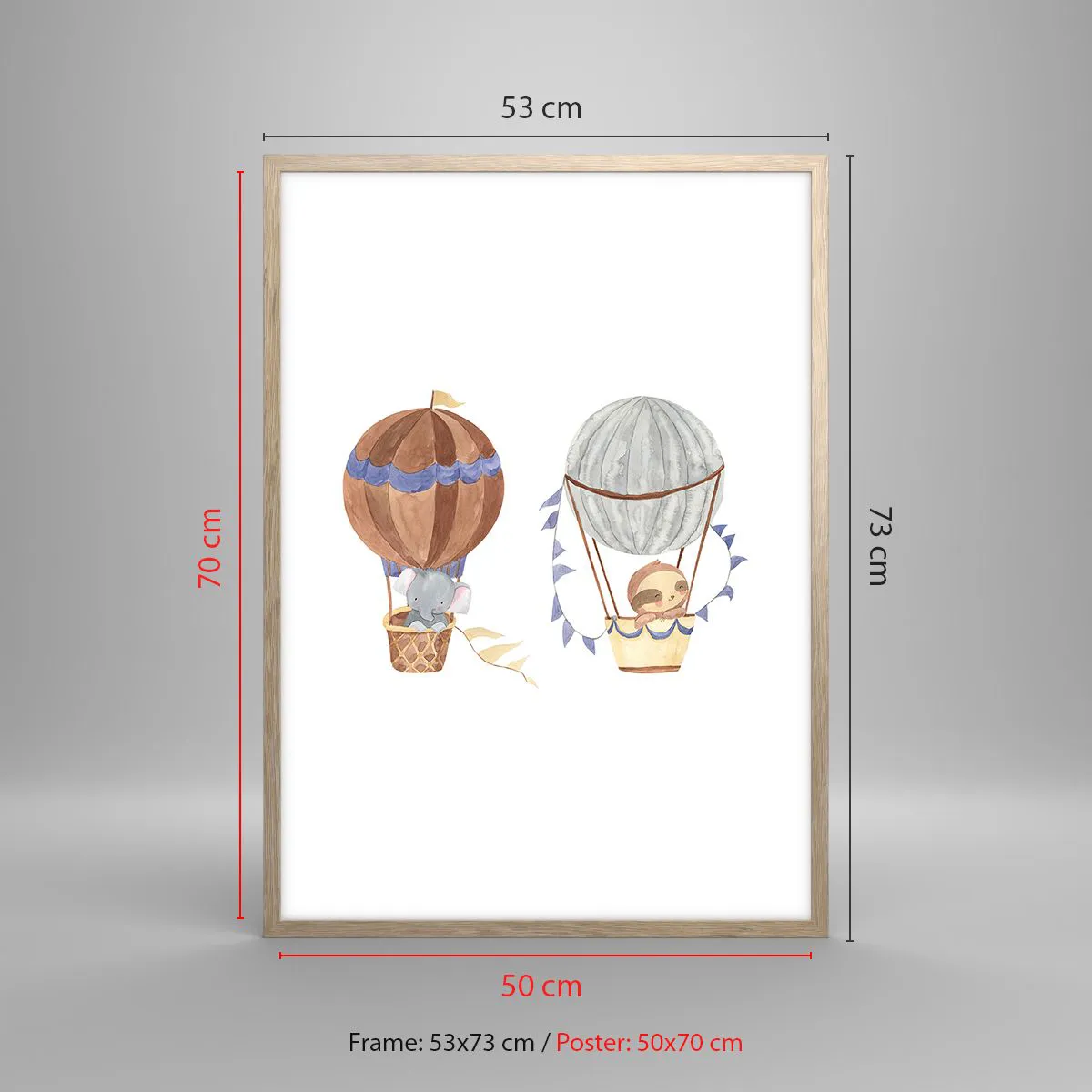 Plakát v rámu světlý dub - Přátelé na cestách - 50x70 cm