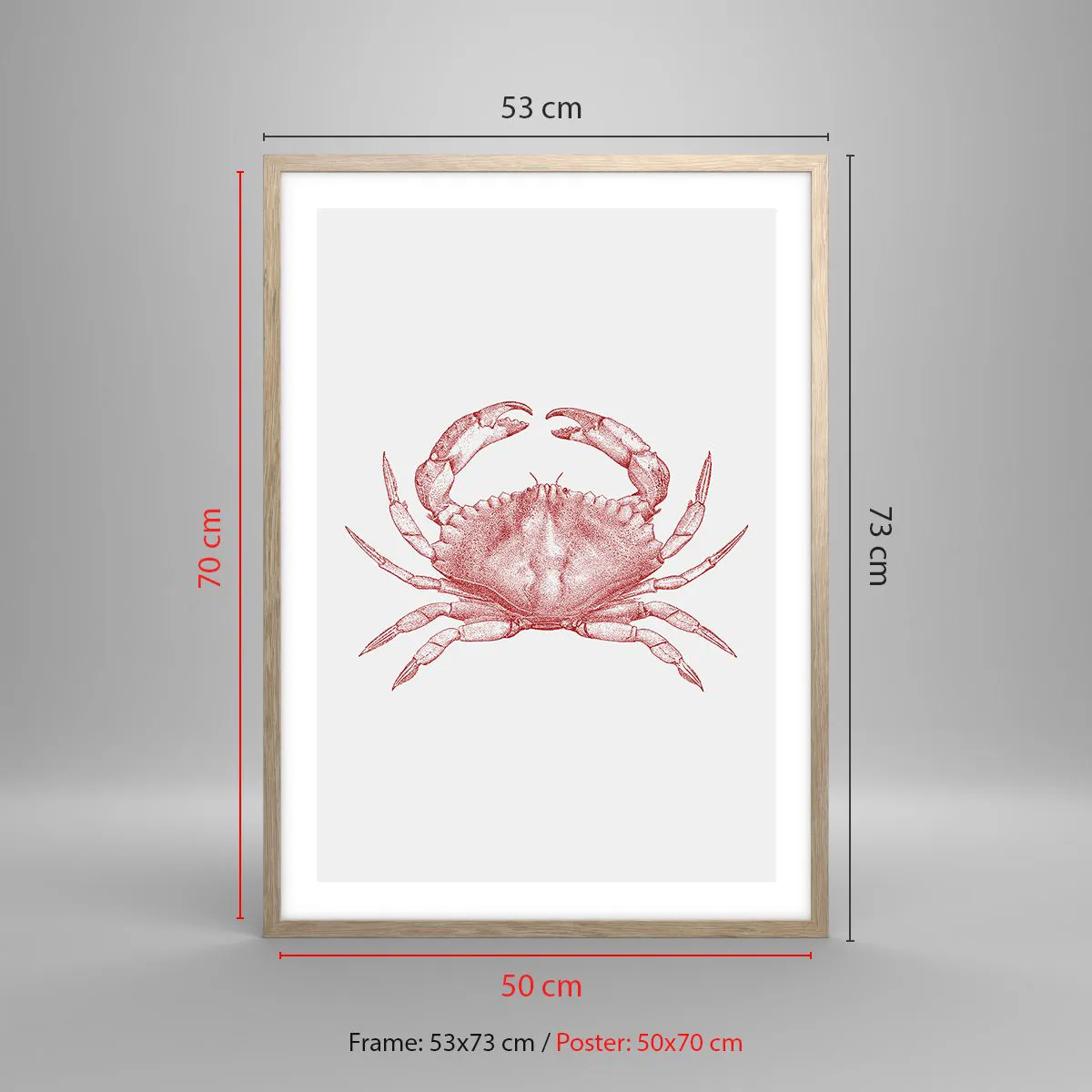 Plakat w ramie jasny dąb - Krab nad kraby - 50x70 cm